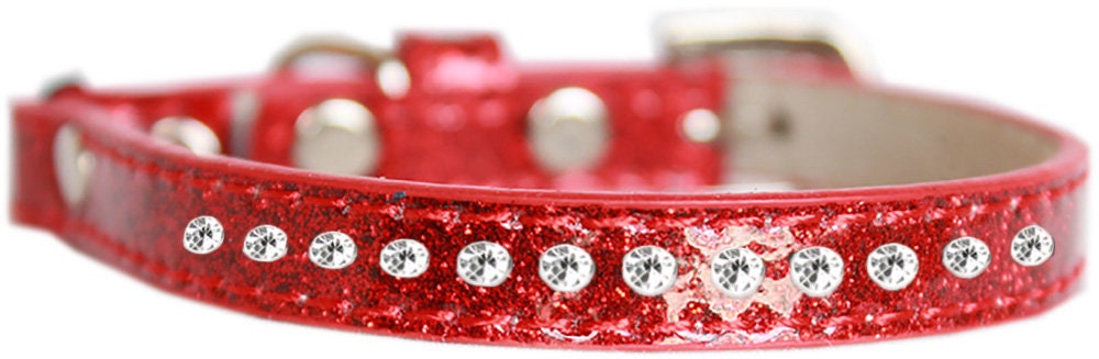 A stylish cat safety collar featuring one row of clear crystal rhinestones on a soft, glittery ice cream design.