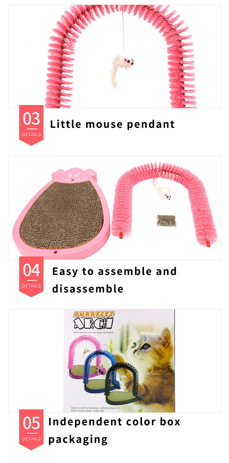 A colorful Cat Scratcher Mat made of thicker corrugated paper, designed for cats to scratch and climb, available in blue, black, and pink.