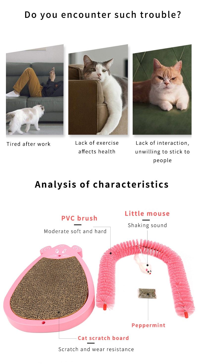 A colorful Cat Scratcher Mat made of thicker corrugated paper, designed for cats to scratch and climb, available in blue, black, and pink.