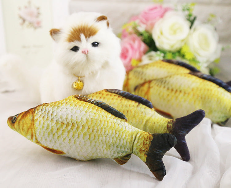 A colorful catnip fish toy designed for pets, featuring touch-motion sensors and realistic movements, perfect for engaging cats in play.
