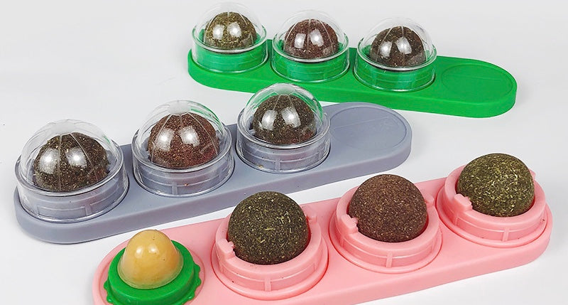 A wall-mounted catnip toy designed for playful cats, featuring natural components and a durable design.