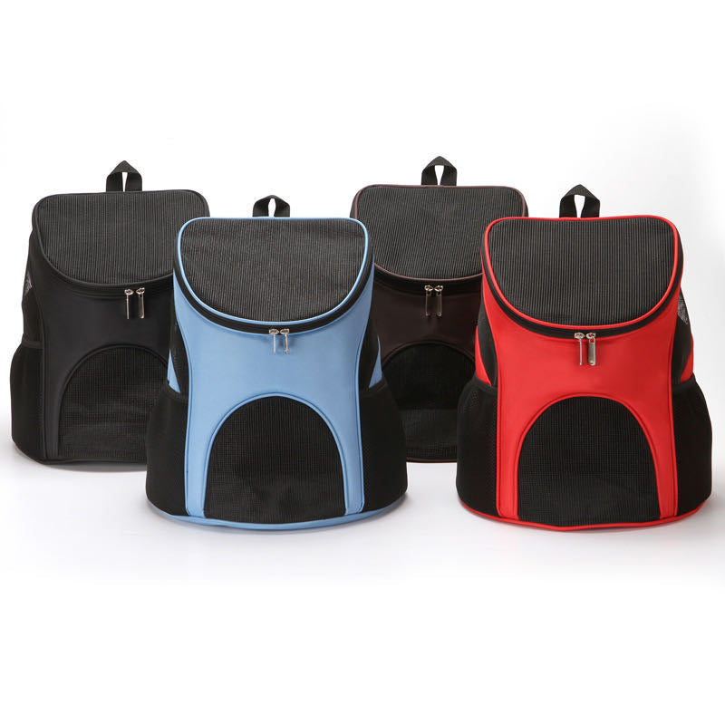 Cats and Dogs Backpack featuring a transparent design with ventilation holes, perfect for traveling with pets.