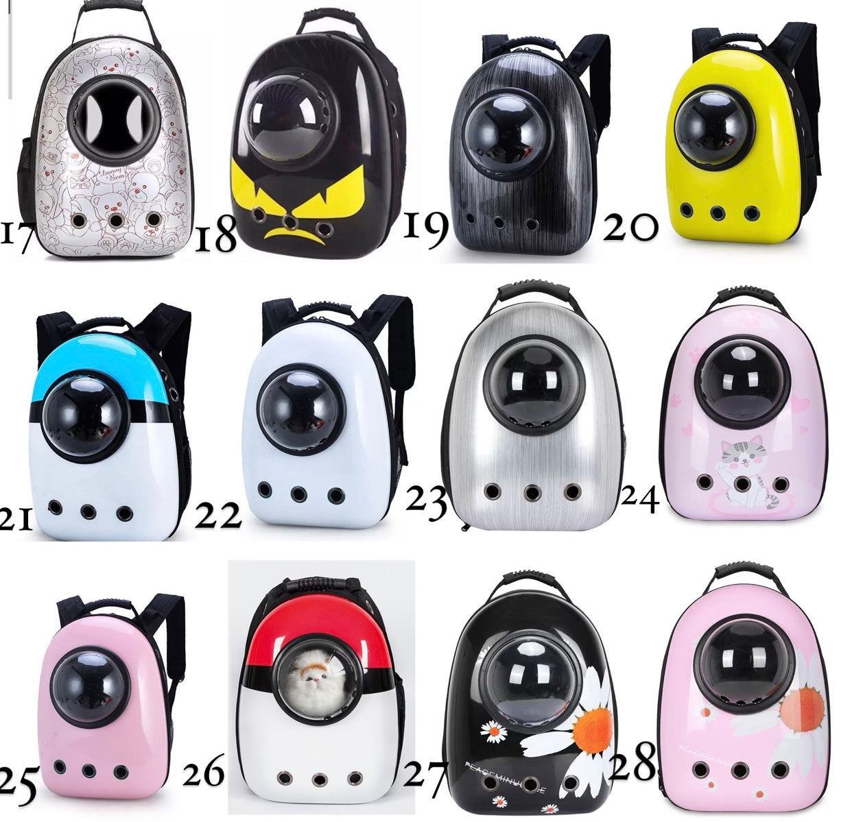 Cats and Dogs backpack featuring a transparent design, durable material, and ventilation holes for pet comfort during travel.