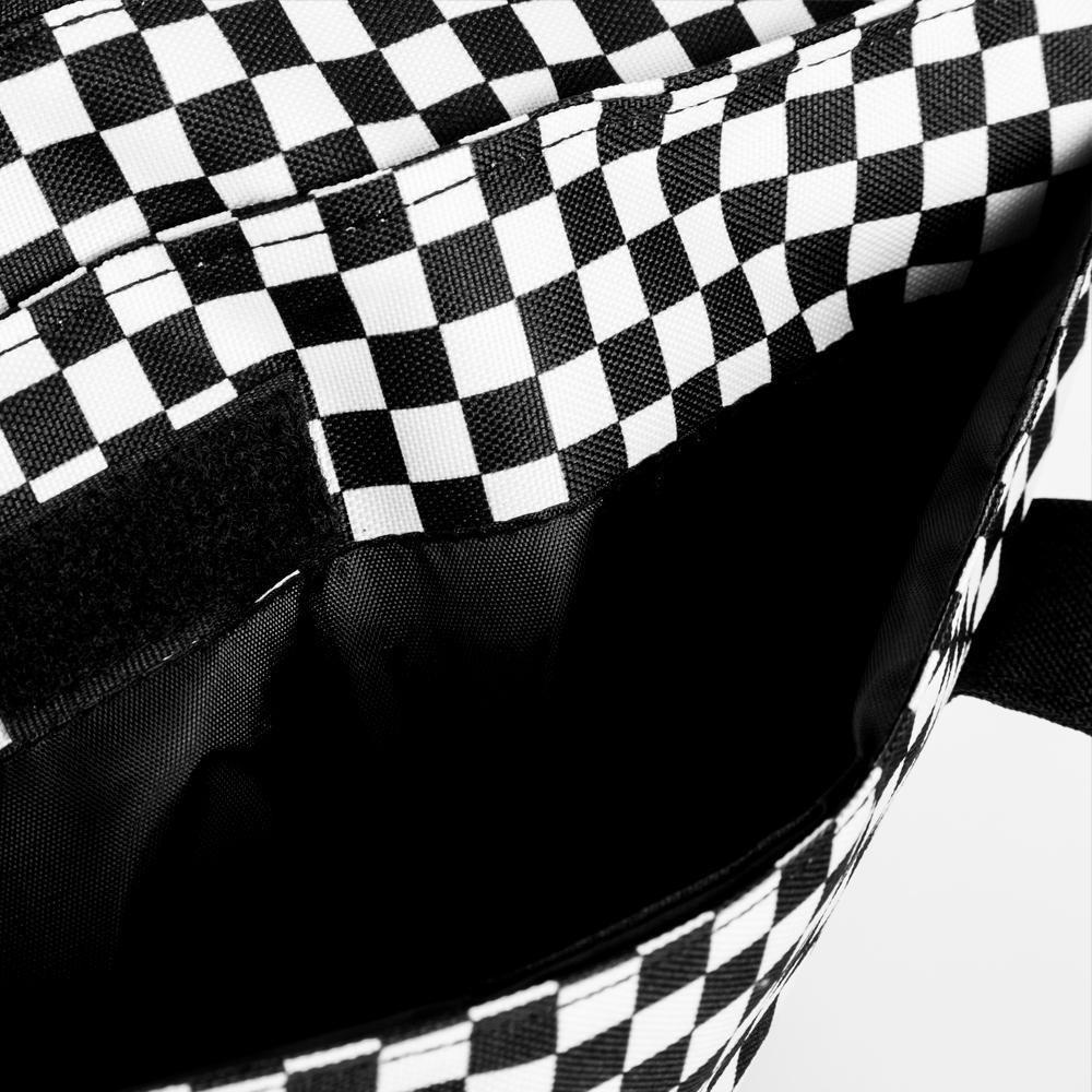 Checkerboard Carrier Bag by Fresh Pawz featuring a stylish checkerboard pattern, weather-resistant material, and multiple pockets for convenience.