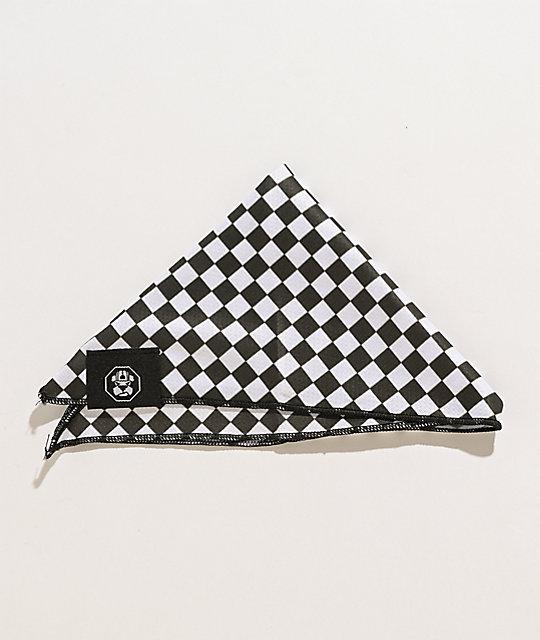 Checkerboard Cooling Bandanna for dogs, made of jersey mesh fabric, designed to keep pets cool and stylish.