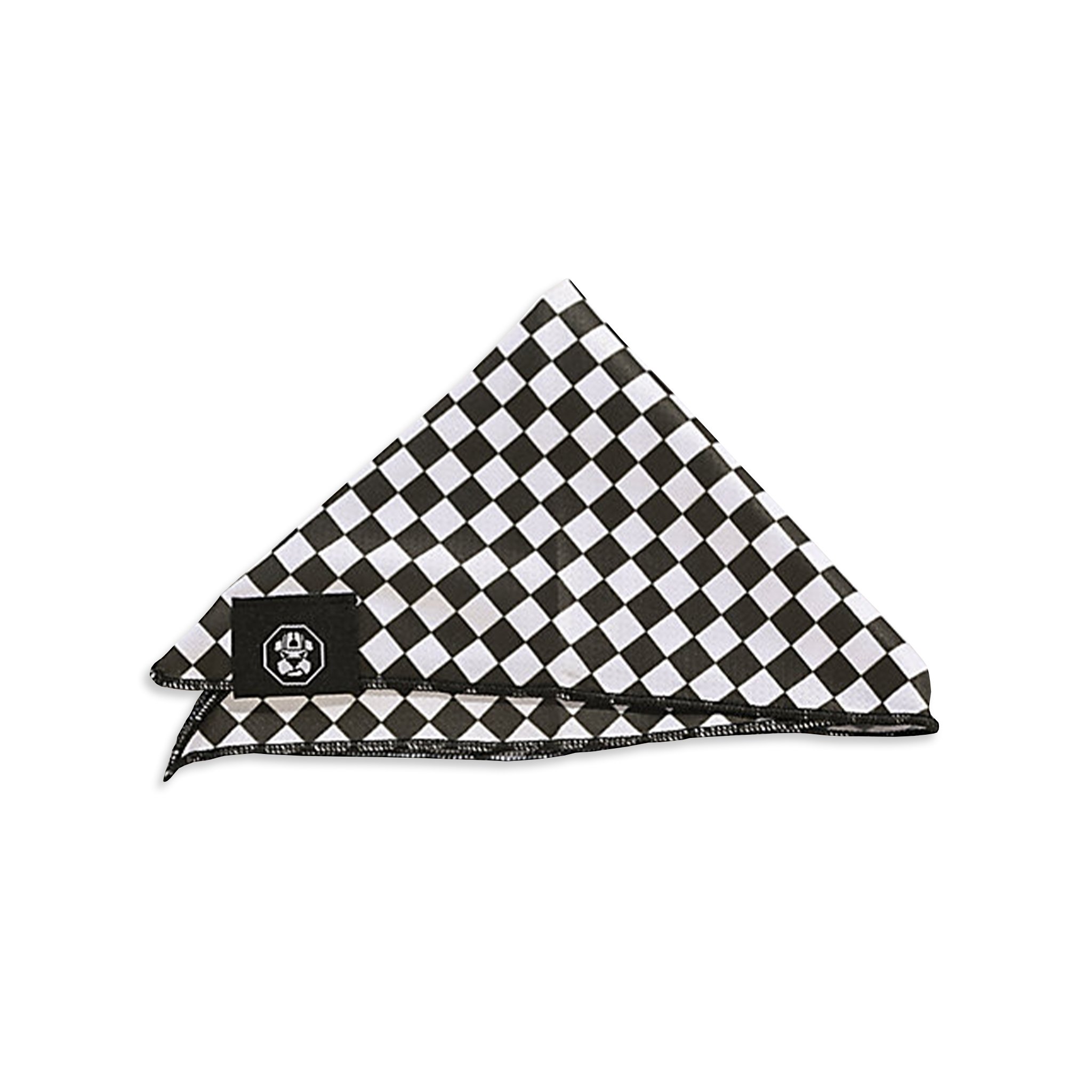 Checkerboard Cooling Bandanna for dogs, made of jersey mesh fabric, designed to keep pets cool and stylish.