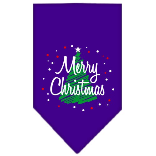A festive Christmas dog bandana featuring a screen-printed 'Scribble Merry Christmas' design, available in various colors and sizes.