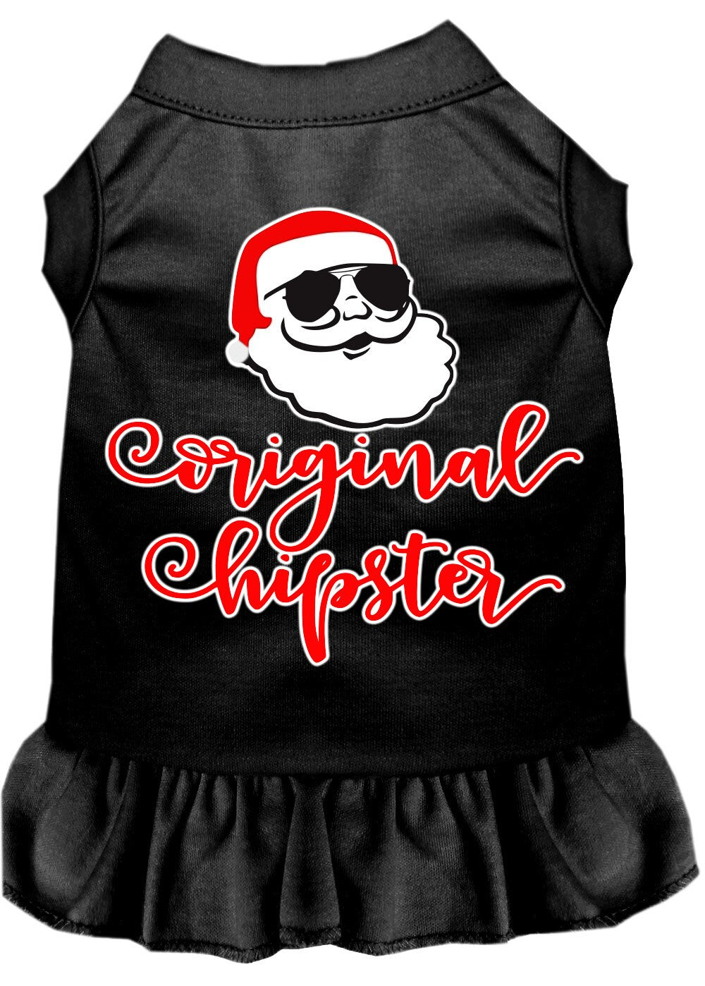 A festive Christmas Dog Dress featuring a unique screen-printed design, suitable for both dogs and cats, made from soft and durable fabric.