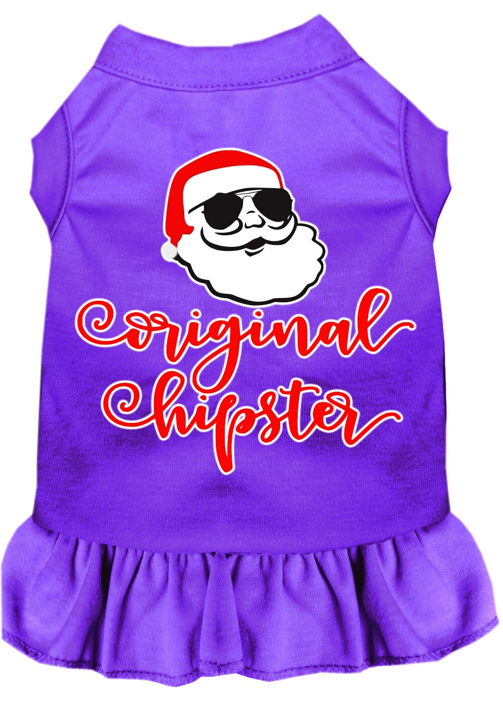 A festive Christmas Dog Dress featuring a unique screen-printed design, suitable for both dogs and cats, made from soft and durable fabric.