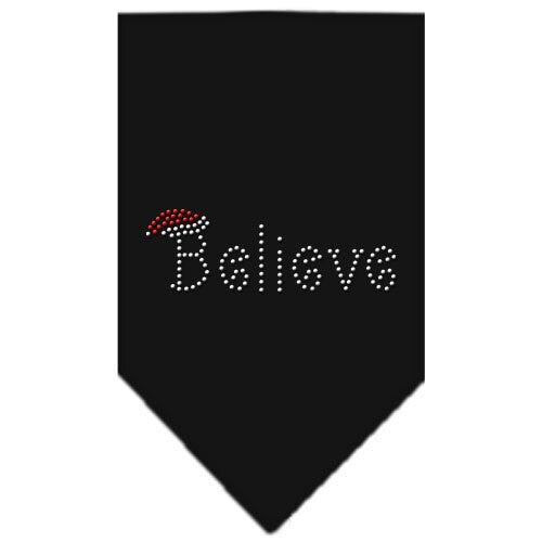 Christmas pet bandana with rhinestone 'Believe' design, perfect for festive occasions.