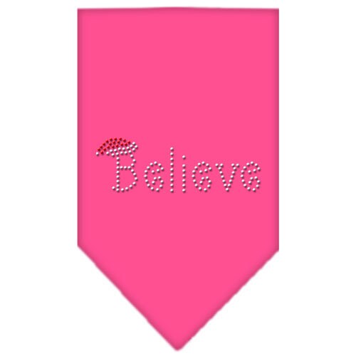 Christmas pet bandana with rhinestone 'Believe' design, perfect for festive occasions.