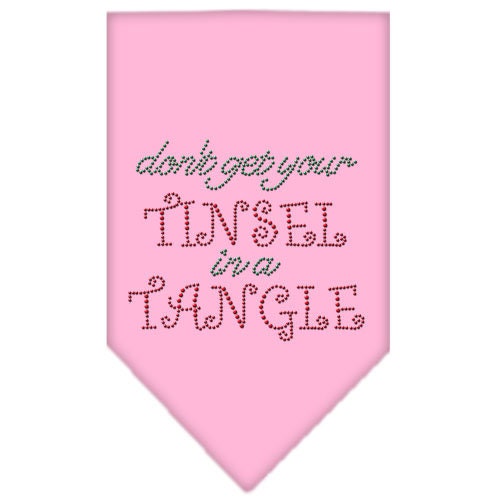 Christmas Pet and Dog Bandana with rhinestones featuring the phrase 'Don't Get Your Tinsel In A Tangle', designed for festive occasions.