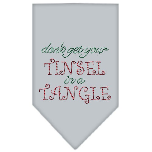 Christmas Pet and Dog Bandana with rhinestones featuring the phrase 'Don't Get Your Tinsel In A Tangle', designed for festive occasions.