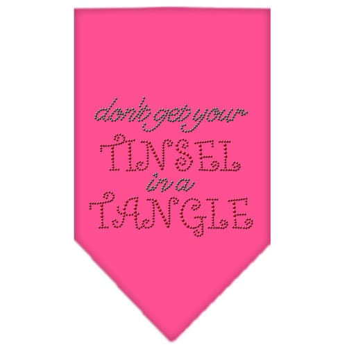Christmas Pet and Dog Bandana with rhinestones featuring the phrase 'Don't Get Your Tinsel In A Tangle', designed for festive occasions.
