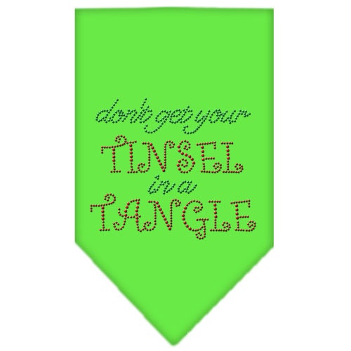 Christmas Pet and Dog Bandana with rhinestones featuring the phrase 'Don't Get Your Tinsel In A Tangle', designed for festive occasions.