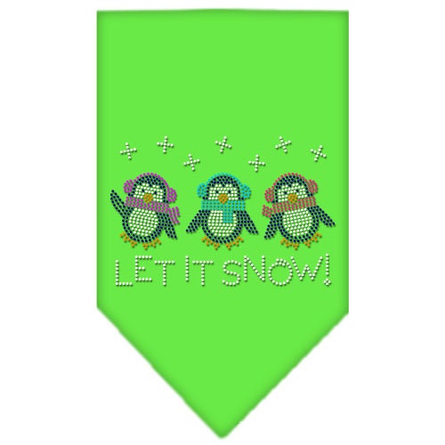 Christmas pet bandana featuring rhinestone 'Let It Snow Penguins' design, perfect for festive occasions.
