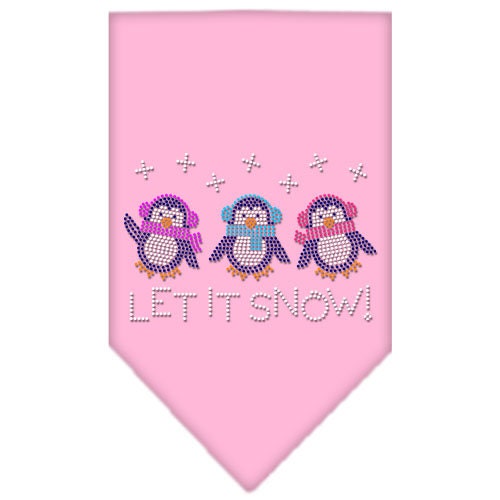 Christmas pet bandana featuring rhinestone 'Let It Snow Penguins' design, perfect for festive occasions.