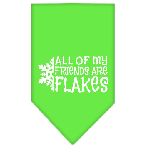Christmas pet bandana featuring 'All Of My Friends Are Flakes' design, available in small and large sizes, perfect for festive celebrations.