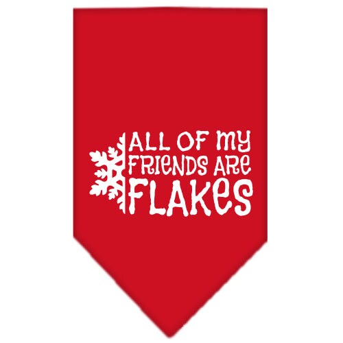 Christmas pet bandana featuring 'All Of My Friends Are Flakes' design, available in small and large sizes, perfect for festive celebrations.