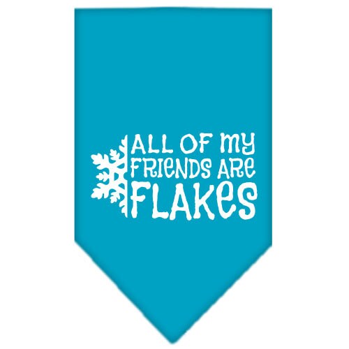 Christmas pet bandana featuring 'All Of My Friends Are Flakes' design, available in small and large sizes, perfect for festive celebrations.