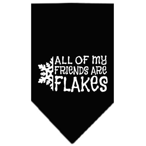 Christmas pet bandana featuring 'All Of My Friends Are Flakes' design, available in small and large sizes, perfect for festive celebrations.