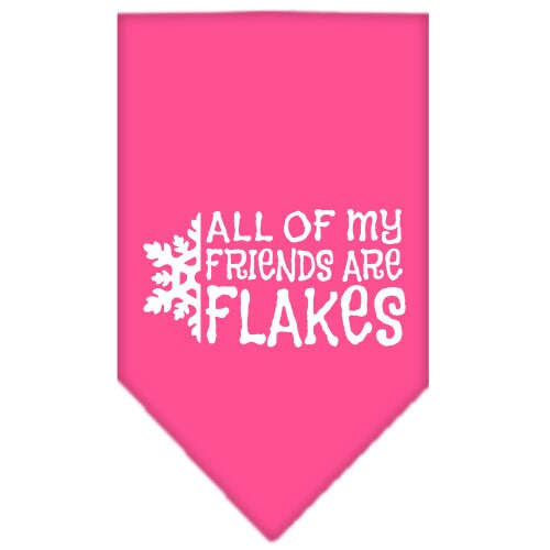 Christmas pet bandana featuring 'All Of My Friends Are Flakes' design, available in small and large sizes, perfect for festive celebrations.