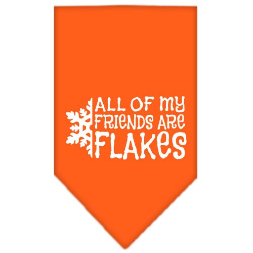 Christmas pet bandana featuring 'All Of My Friends Are Flakes' design, available in small and large sizes, perfect for festive celebrations.
