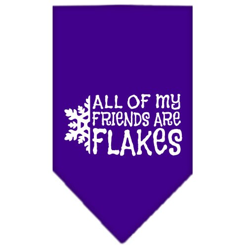 Christmas pet bandana featuring 'All Of My Friends Are Flakes' design, available in small and large sizes, perfect for festive celebrations.