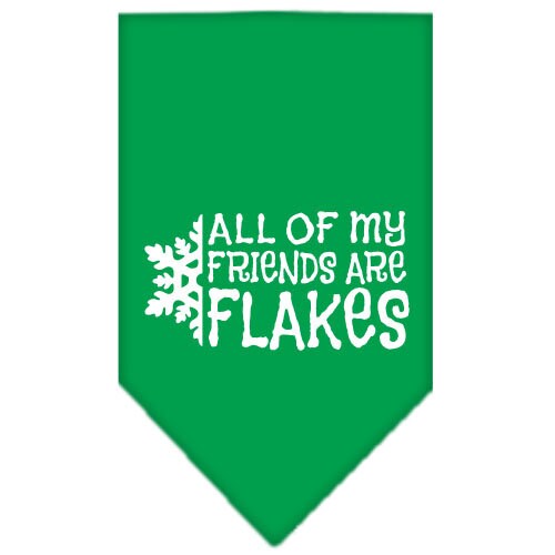 Christmas pet bandana featuring 'All Of My Friends Are Flakes' design, available in small and large sizes, perfect for festive celebrations.