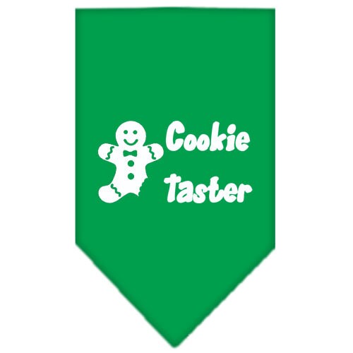 A festive Christmas bandana for dogs featuring the 'Cookie Taster' design, perfect for holiday celebrations.