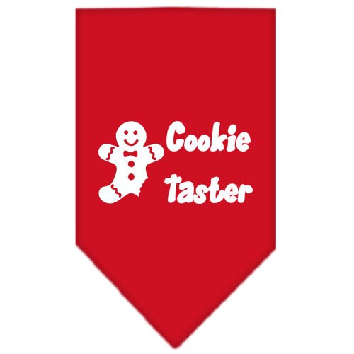 A festive Christmas bandana for dogs featuring the 'Cookie Taster' design, perfect for holiday celebrations.
