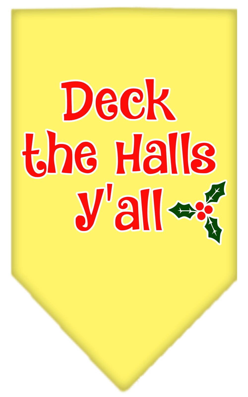 Christmas Pet and Dog Bandana with 'Deck The Halls Y'all' design, available in small and large sizes, perfect for festive occasions.