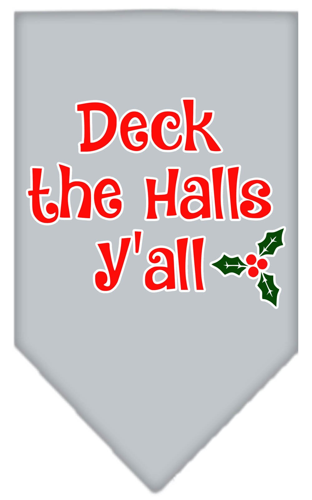 Christmas Pet and Dog Bandana with 'Deck The Halls Y'all' design, available in small and large sizes, perfect for festive occasions.