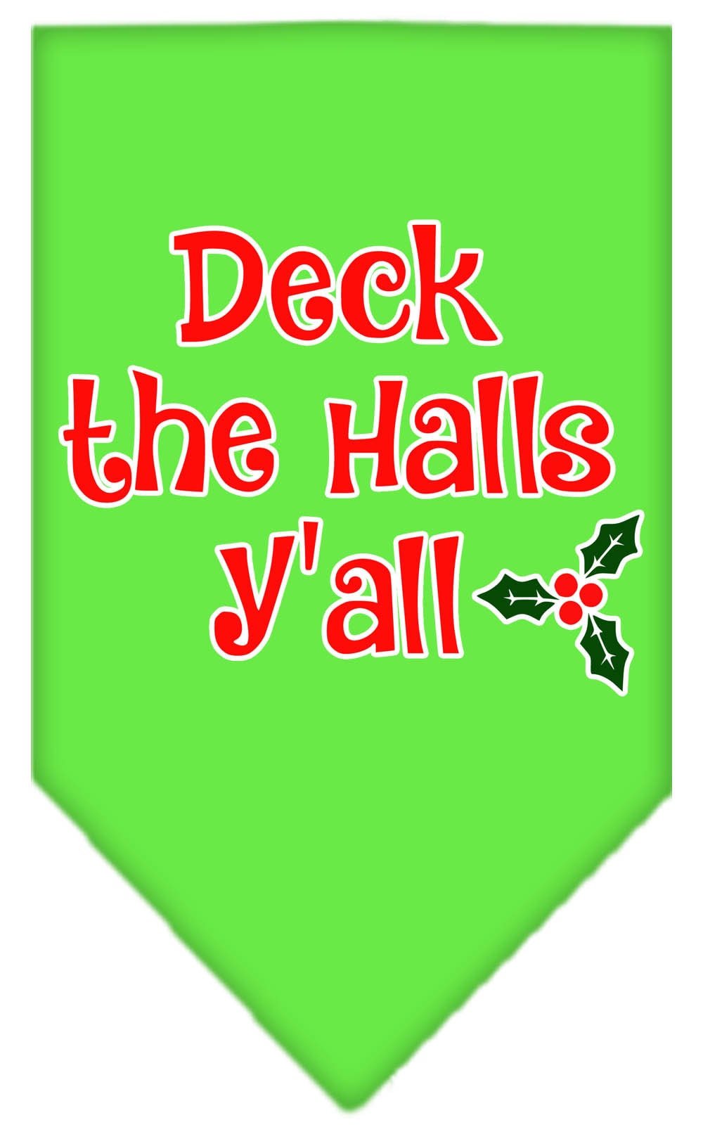 Christmas Pet and Dog Bandana with 'Deck The Halls Y'all' design, available in small and large sizes, perfect for festive occasions.