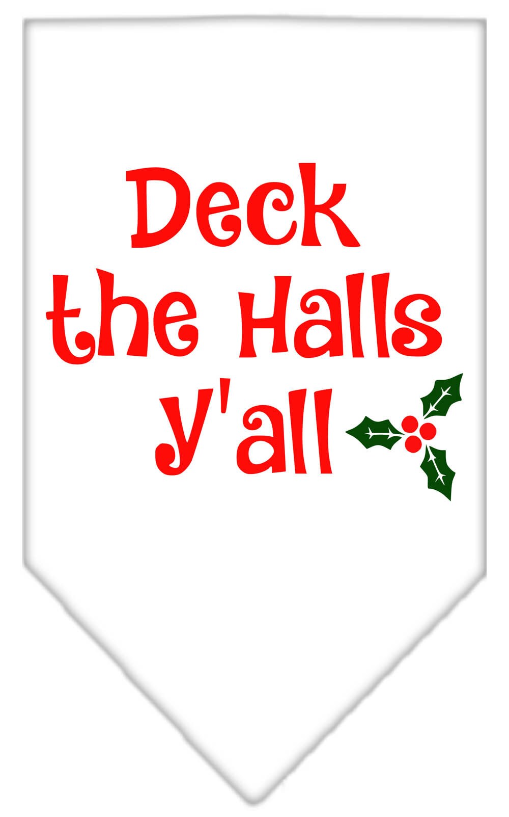 Christmas Pet and Dog Bandana with 'Deck The Halls Y'all' design, available in small and large sizes, perfect for festive occasions.