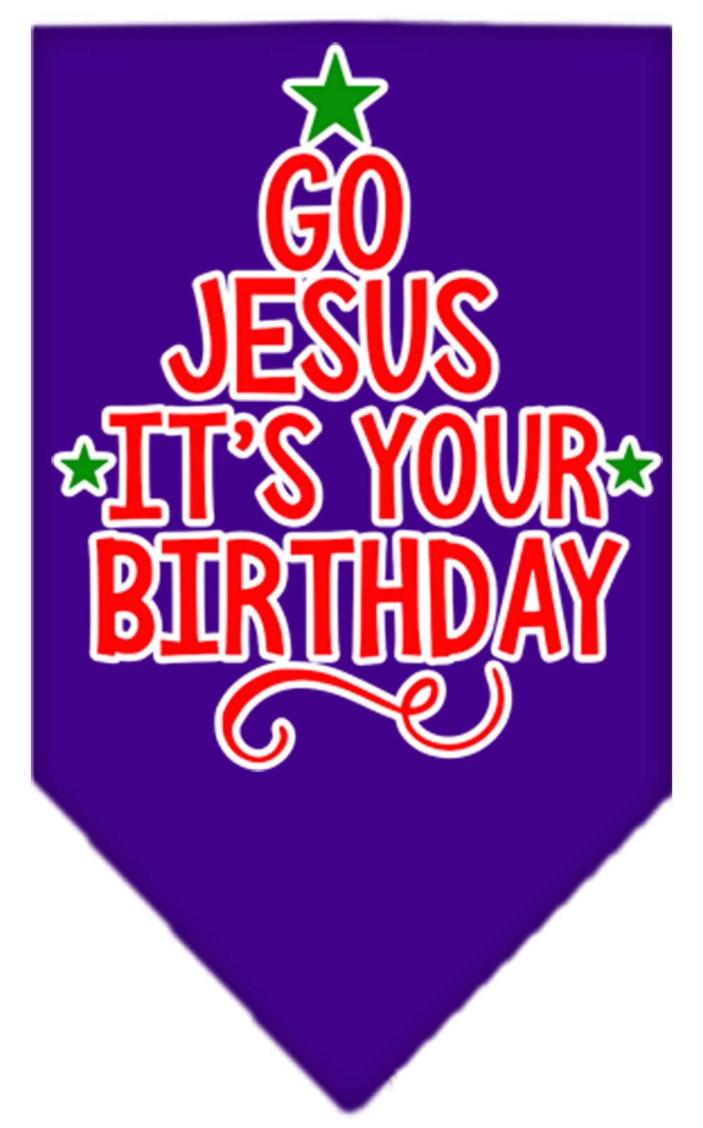 Christmas dog bandana with 'Go Jesus, It's Your Birthday' design, perfect for festive celebrations.