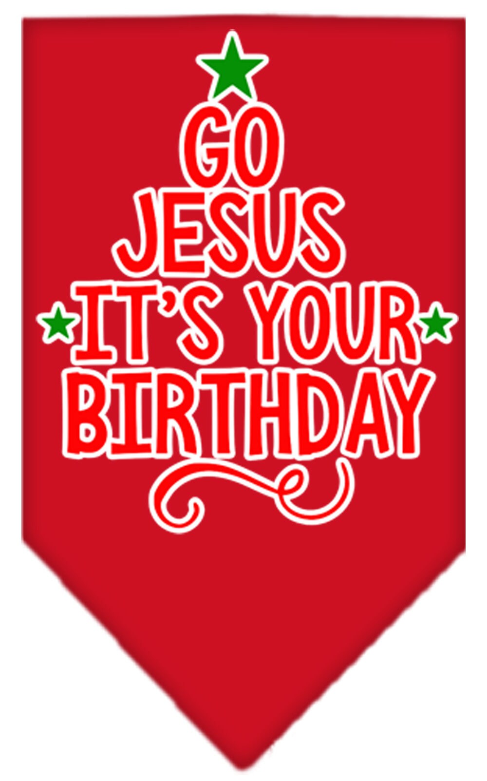 Christmas dog bandana with 'Go Jesus, It's Your Birthday' design, perfect for festive celebrations.