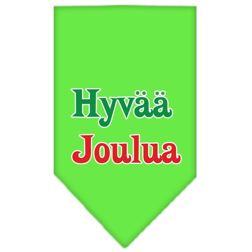 Christmas pet bandana featuring 'Hyvää Joulua' design, perfect for dogs of all sizes.