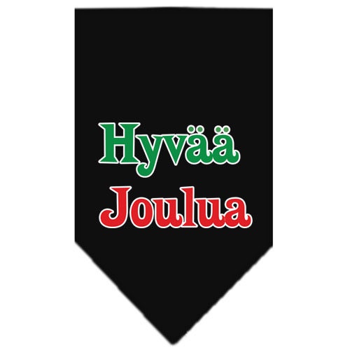 Christmas pet bandana featuring 'Hyvää Joulua' design, perfect for dogs of all sizes.