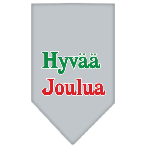 Christmas pet bandana featuring 'Hyvää Joulua' design, perfect for dogs of all sizes.