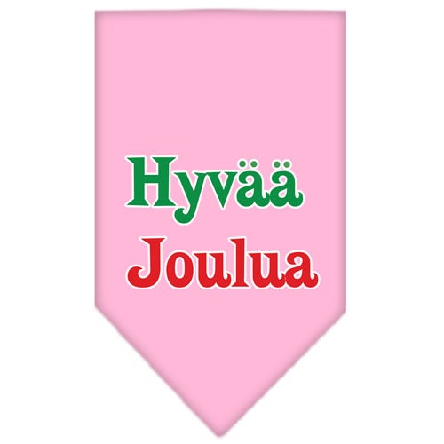 Christmas pet bandana featuring 'Hyvää Joulua' design, perfect for dogs of all sizes.