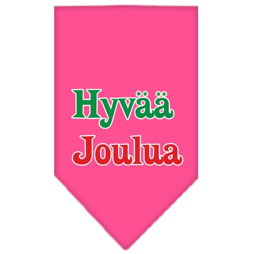 Christmas pet bandana featuring 'Hyvää Joulua' design, perfect for dogs of all sizes.
