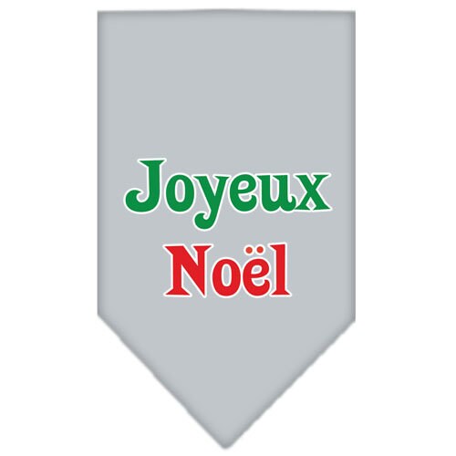 A festive Christmas dog bandana featuring the screen-printed text 'Joyeux Noel', designed for pets to wear during the holiday season.