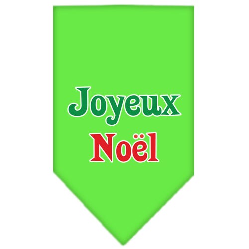 A festive Christmas dog bandana featuring the screen-printed text 'Joyeux Noel', designed for pets to wear during the holiday season.