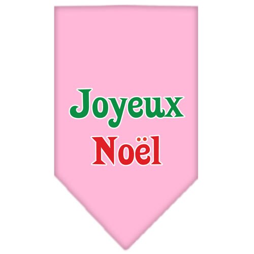 A festive Christmas dog bandana featuring the screen-printed text 'Joyeux Noel', designed for pets to wear during the holiday season.