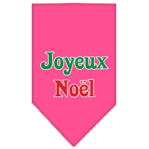 A festive Christmas dog bandana featuring the screen-printed text 'Joyeux Noel', designed for pets to wear during the holiday season.