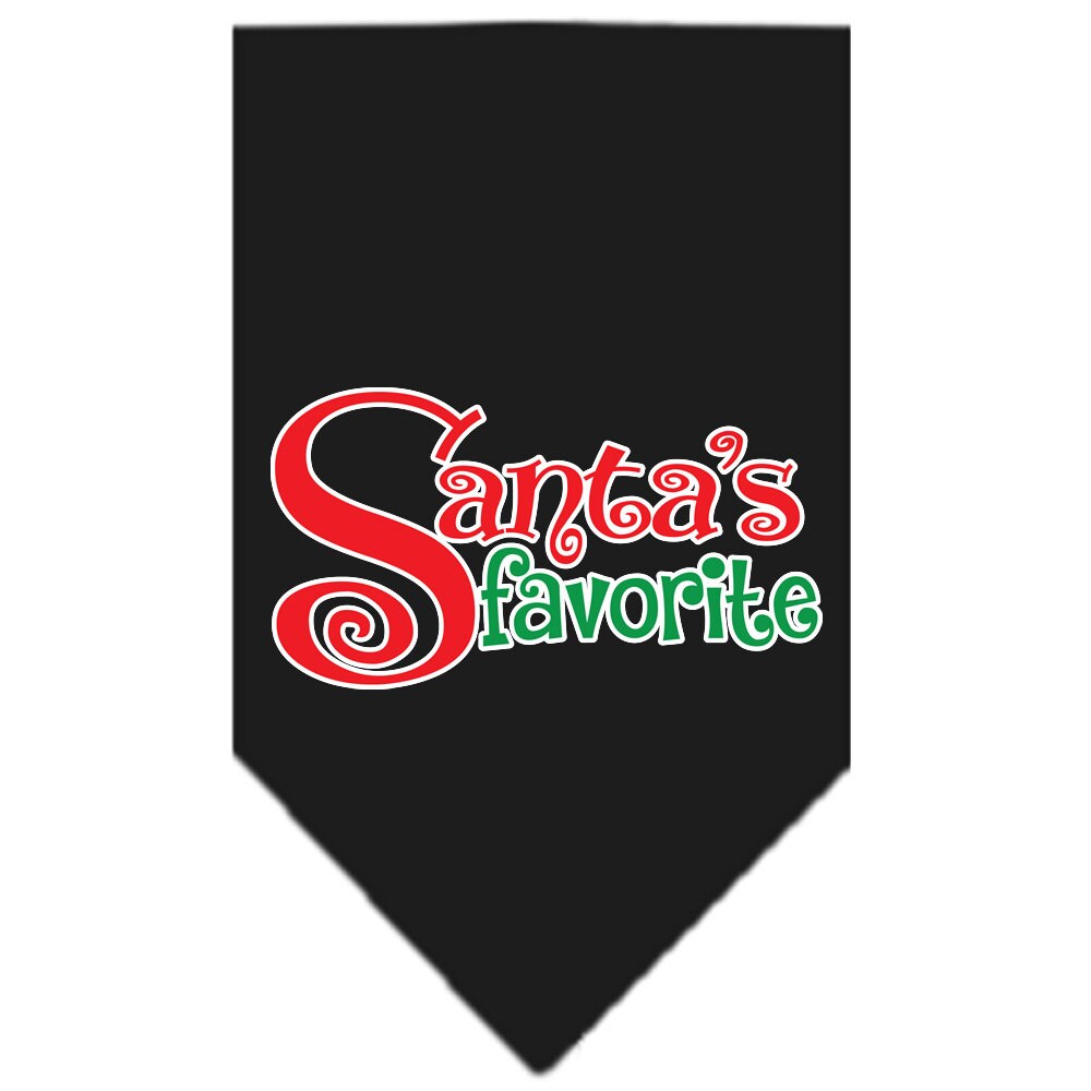 Christmas pet bandana featuring 'Santa's Favorite' design, perfect for dogs of all sizes, showcasing a festive holiday spirit.