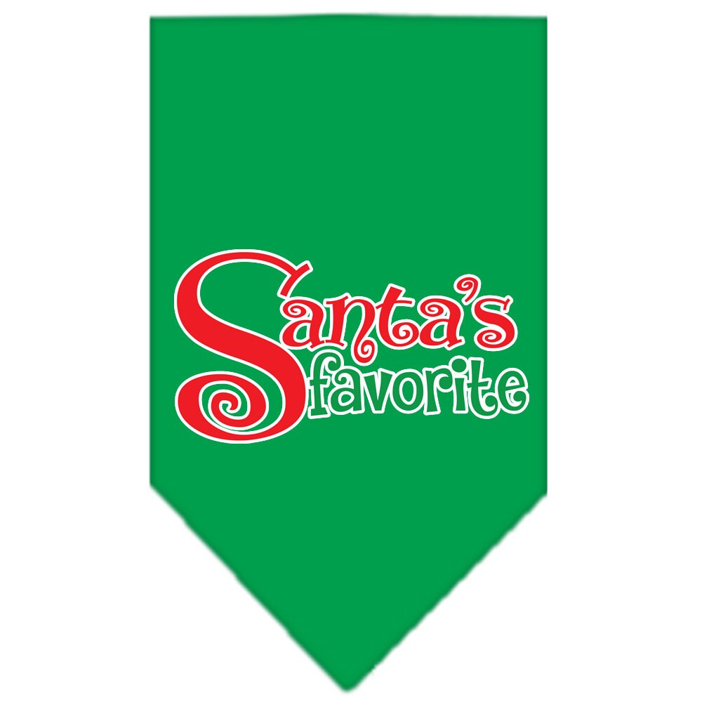 Christmas pet bandana featuring 'Santa's Favorite' design, perfect for dogs of all sizes, showcasing a festive holiday spirit.