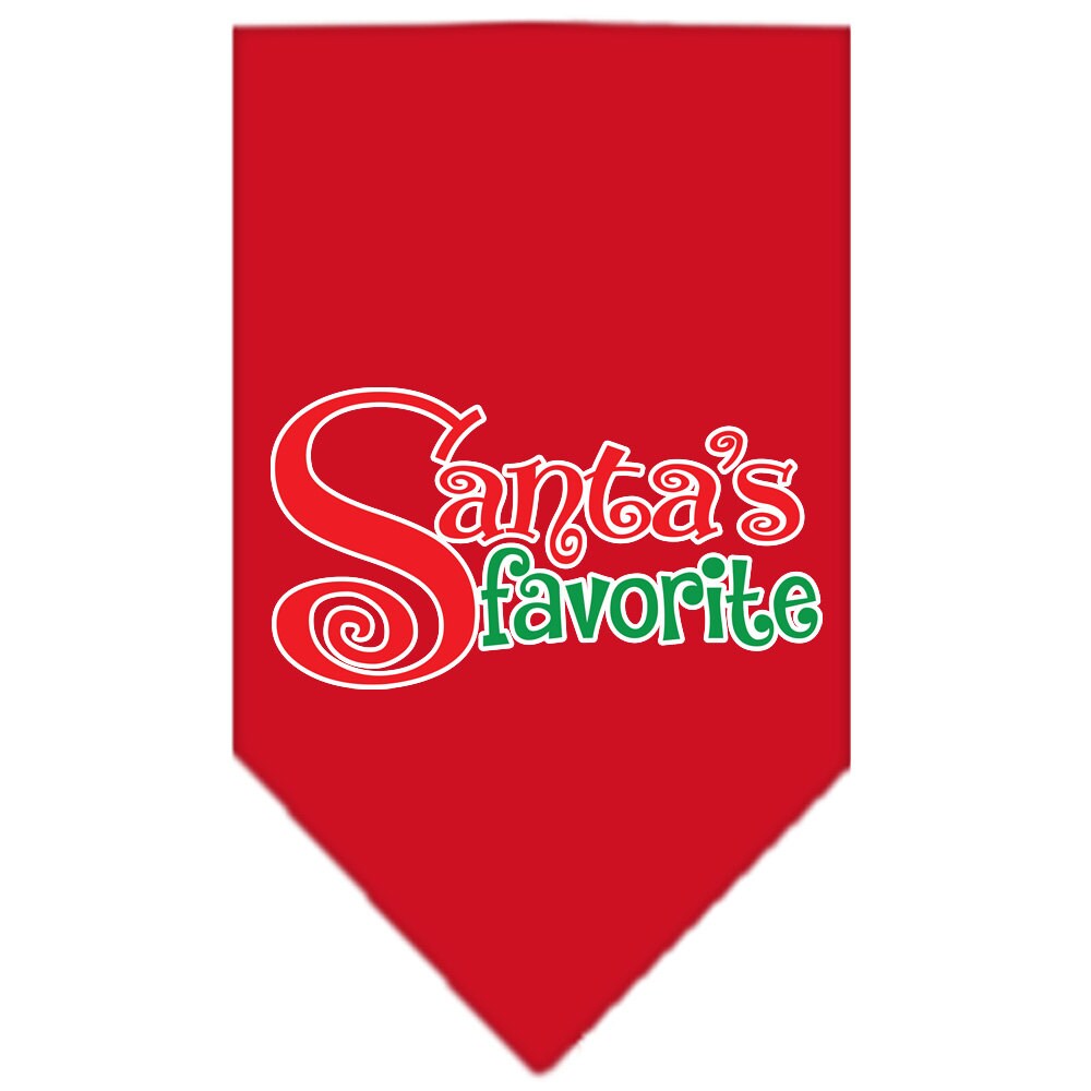 Christmas pet bandana featuring 'Santa's Favorite' design, perfect for dogs of all sizes, showcasing a festive holiday spirit.