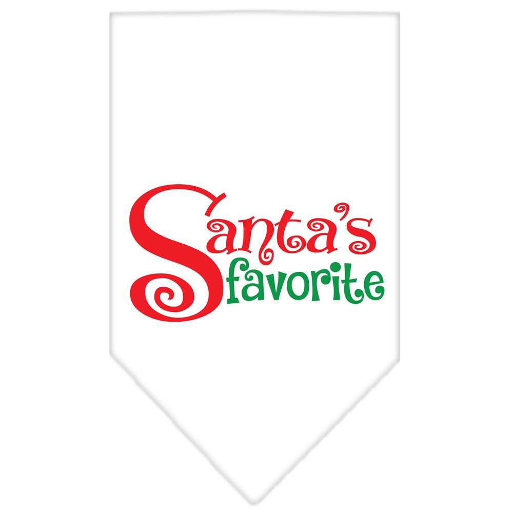 Christmas pet bandana featuring 'Santa's Favorite' design, perfect for dogs of all sizes, showcasing a festive holiday spirit.